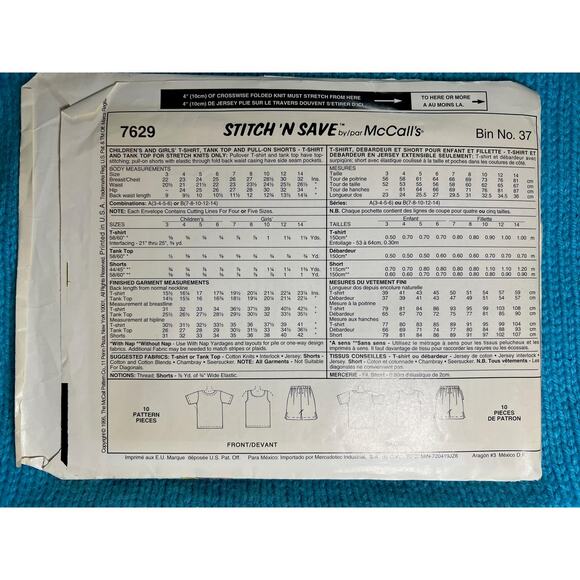 McCalls 7629 Sewing pattern girls tshirt tank top short size 3 4 5 6 - Picture 3 of 6